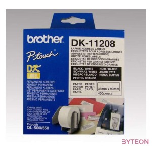 Brother DK-11208 elővágott öntapadós címke 400db,tekercs 38mm x 90mm White