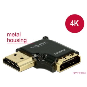 DeLock Adapter High Speed HDMI with Ethernet – HDMI-A female  HDMI-A male 4K 90° angled left Black