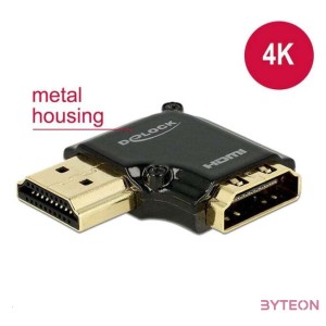 DeLock Adapter High Speed HDMI with Ethernet – HDMI-A female  HDMI-A male 4K 90° angled left Black