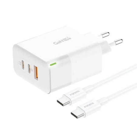 Töltő Foneng GAN65 USB-A, USB-C, USB-C GAN65, 2.4A, 65W (fehér)