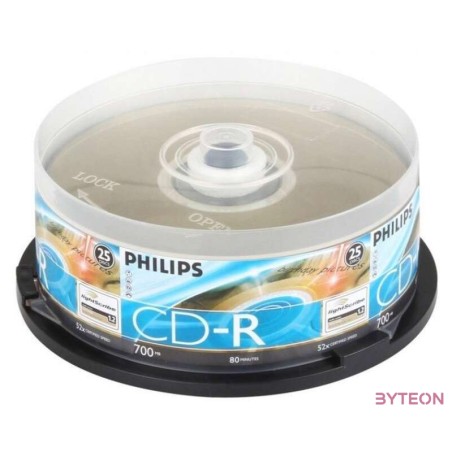 Philips CD-R80IWx25 cake CD-R írható CD lemez 700MB nyomtatható 25db