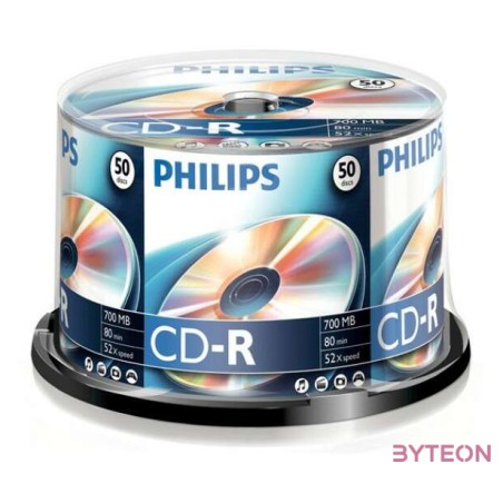 Philips CD-R80CBx50 cake CD-R írható CD lemez 700MB 50db