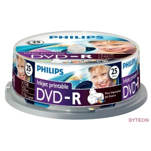 Philips DVD-R47CBx25 Cake DVD-R írható DVD lemez 4,7GB nyomtatható 25db