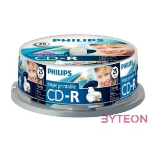 Philips CD-R80IWx25 cake CD-R írható CD lemez 700MB nyomtatható 25db