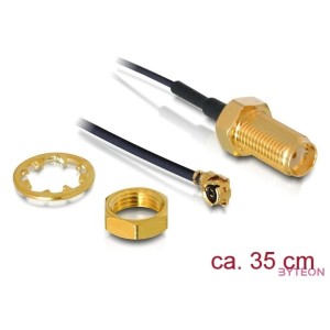 ADA Delock 88417 SMA dugó válaszfalasa  MHF,U.FL kompatibilis dugó antenna kábel - 0,35m