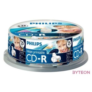 Philips CD-R80IWx25 cake CD-R írható CD lemez 700MB nyomtatható 25db