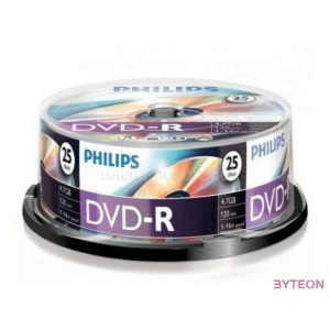 Philips DVD-R47CBx25 Cake DVD-R írható DVD lemez 4,7GB nyomtatható 25db
