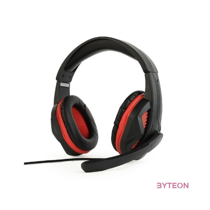 Gembird Gaming microphone & stereo headphones with volume control, black,red