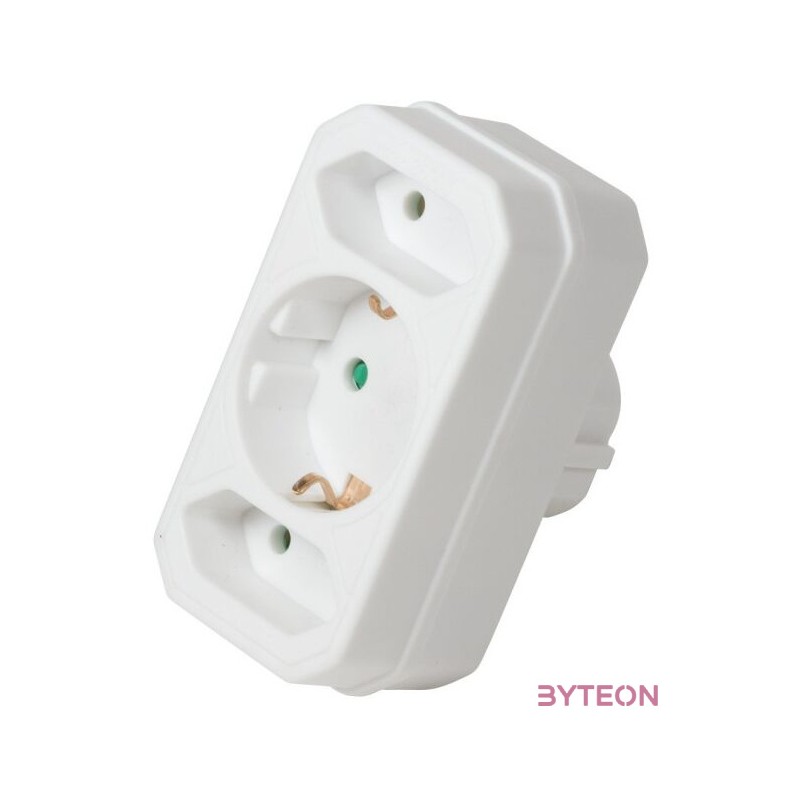 LogiLink Socket Adapter, 2x Euro and 1x Schuko, White