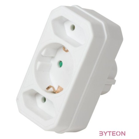 LogiLink Socket Adapter, 2x Euro and 1x Schuko, White