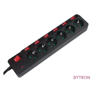 LogiLink 6-way socket outlet with single and main ON,OFF switches