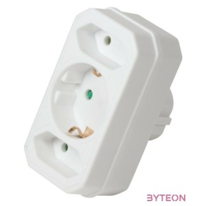 LogiLink Socket Adapter, 2x Euro and 1x Schuko, White