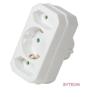 LogiLink Socket Adapter, 2x Euro and 1x Schuko, White