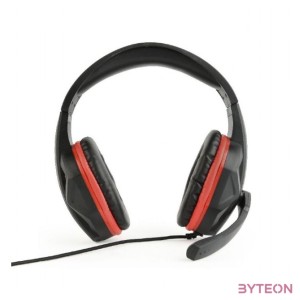 Gembird Gaming microphone & stereo headphones with volume control, black,red