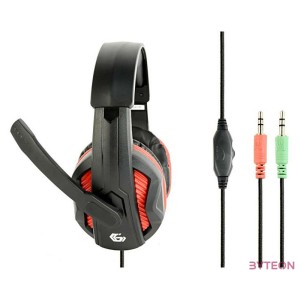 Gembird Gaming microphone & stereo headphones with volume control, black,red