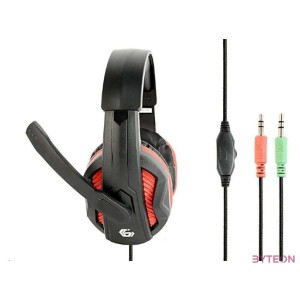 Gembird Gaming microphone & stereo headphones with volume control, black,red