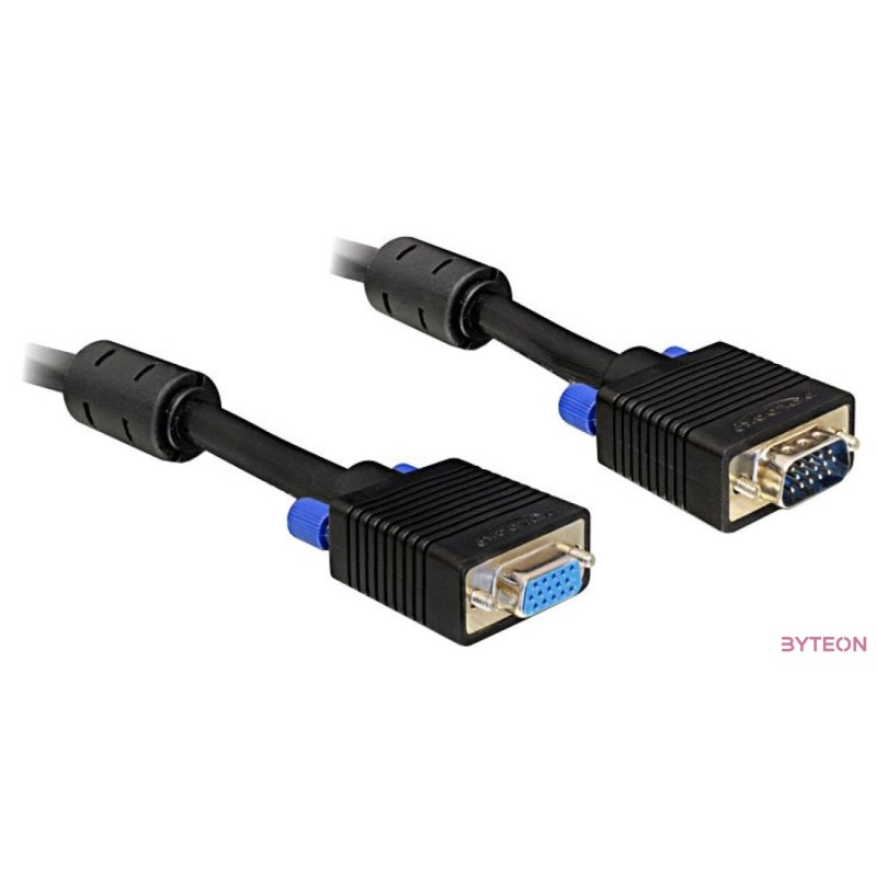 Delock VGA M,F video jelkábel hosszabbító 5m fekete