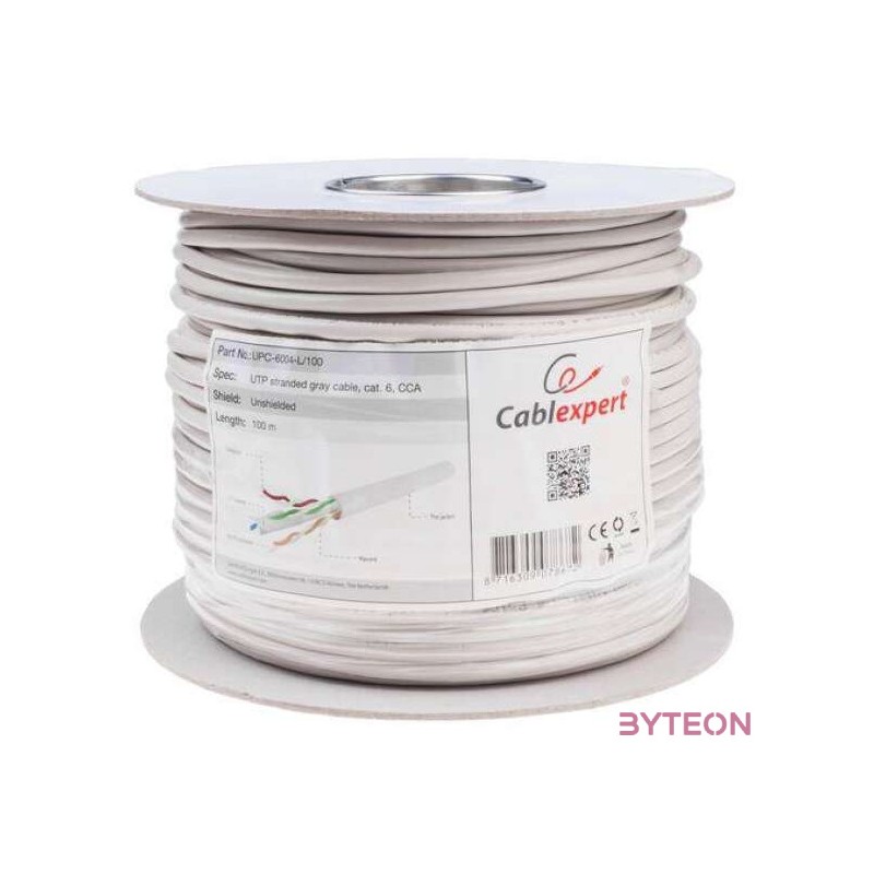 Gembird fali CAT6 FTP adatkábel 100m premium CCA tömör réz szürke