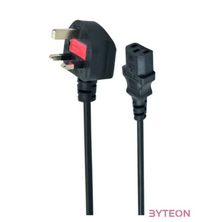 Gembird 230V villásdugó BS 1363 UK - C13 M,F tápkábel 1.8m 5A fekete
