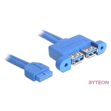 Delock USB 3.0 pinheader 19pin - 2db USB 3.0 A F,F adatkábel 0.45m fekete