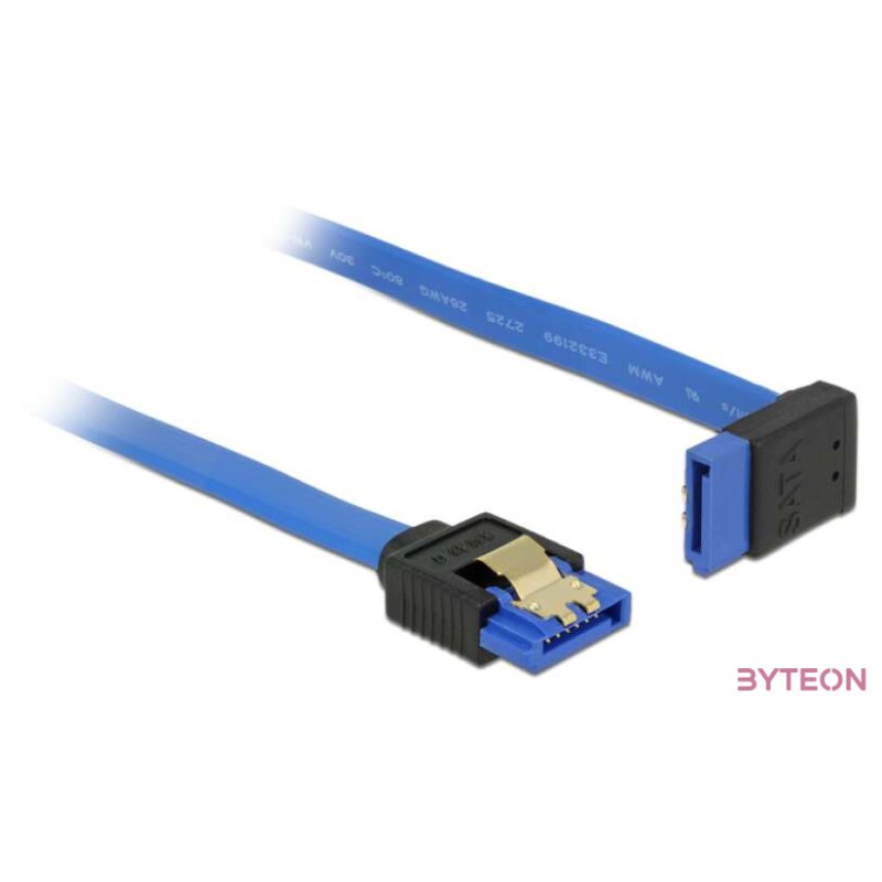 Delock SATA 3 F,F adatkábel 0.2m kék egyenes,90° fel