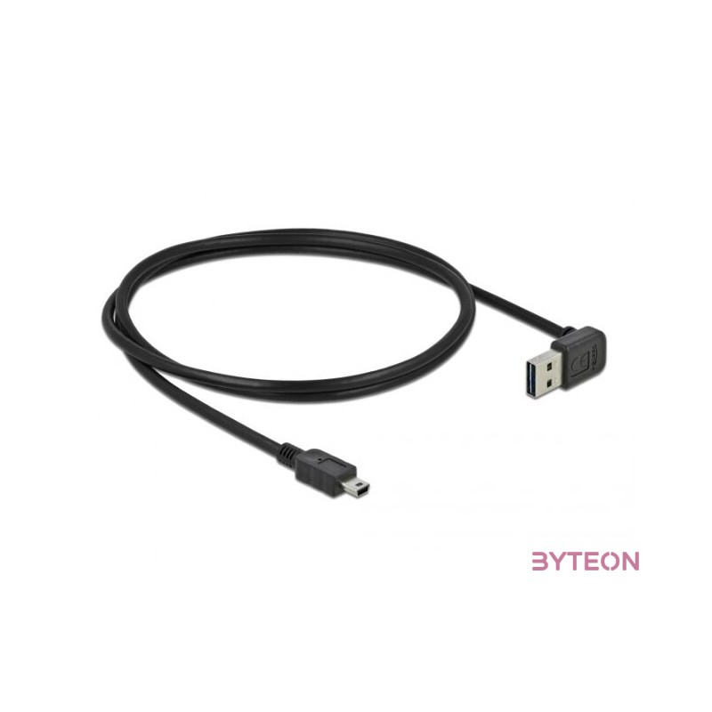 Delock Easy-USB - USB 2.0 mini B M,M adatkábel 1m fekete 90°,egyenes