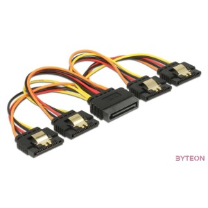 Delock SATA Power 15pin - 4db SATA Power 15pin M,F tápkábel 0.15m
