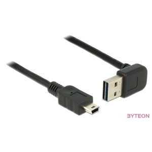 Delock Easy-USB - USB 2.0 mini B M,M adatkábel 1m fekete 90°,egyenes