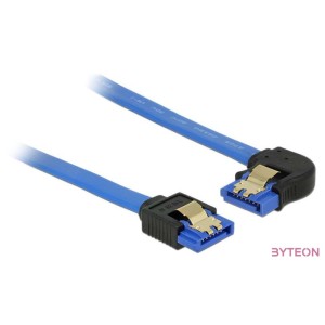 Delock SATA 3 F,F adatkábel 0.3m kék egyenes,90° bal