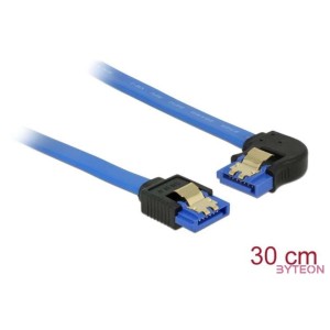 Delock SATA 3 F,F adatkábel 0.3m kék egyenes,90° bal