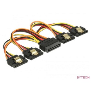 Delock SATA Power 15pin - 4db SATA Power 15pin M,F tápkábel 0.15m