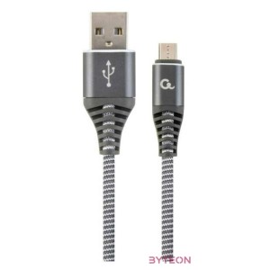 Gembird Premium cotton braided Micro-USB charging and data cable,1m,grey,white