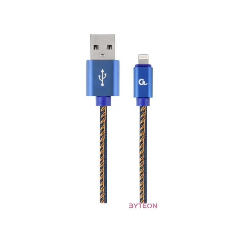 Gembird Premium jeans (denim) 8-pin cable with metal connectors, 1m, blue