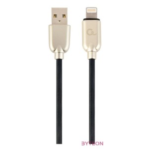 Gembird Premium rubber 8-pin charging and data cable, 1m, black