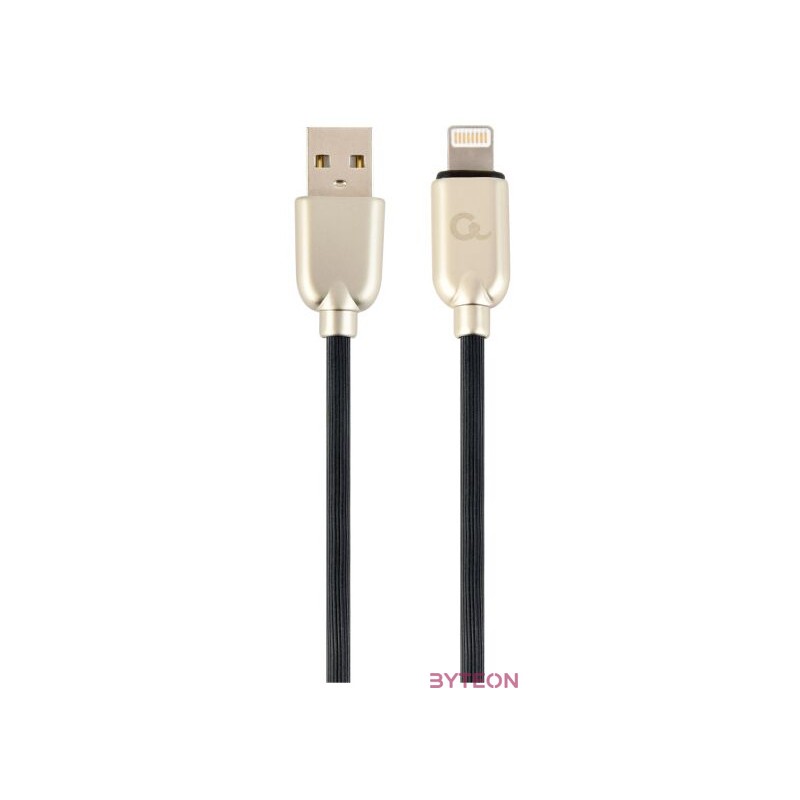 Gembird Premium rubber 8-pin charging and data cable, 1m, black
