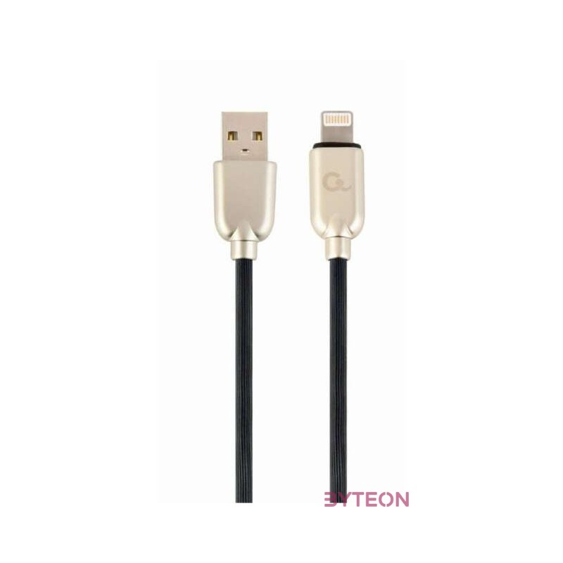 Gembird Premium rubber 8-pin charging and data cable, 2m, black