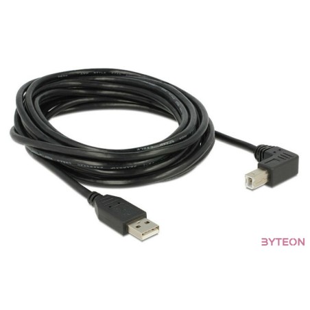 Delock USB A - USB B M,M adatkábel 5m egyenes,90° fekete
