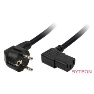 LogiLink 230V villásdugó CEE 7,7 - C13 M,F tápkábel 2m fekete 90°,90