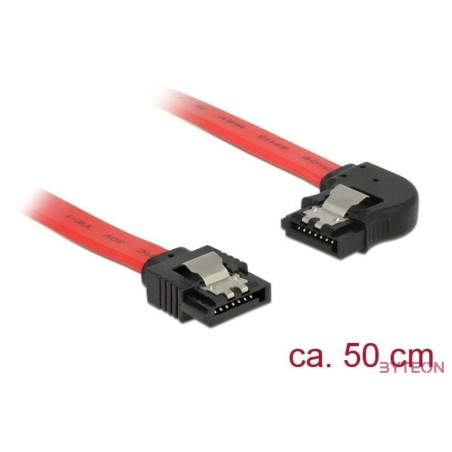 Delock SATA 3 F,F adatkábel 0.5m piros egyenes,90° bal