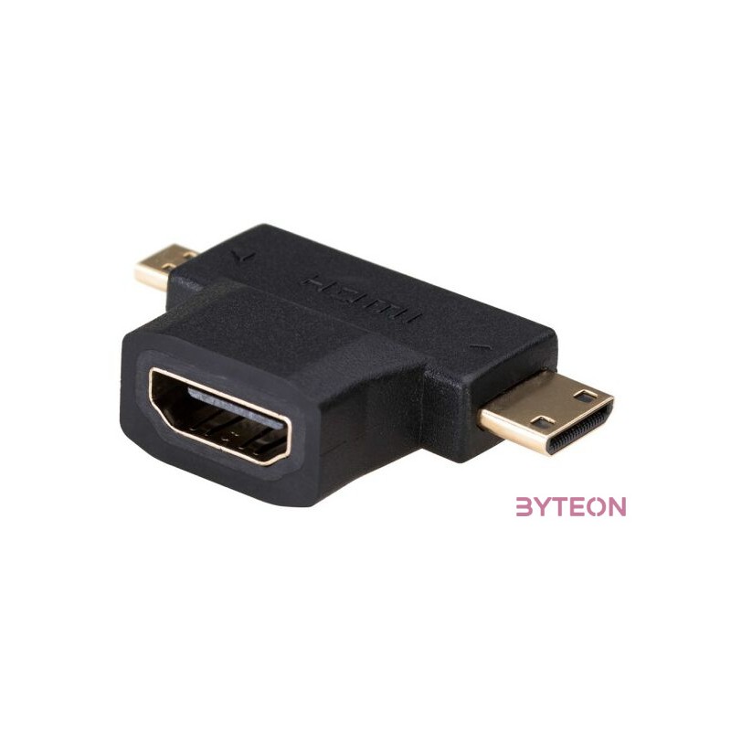 Akyga AK-AD-23 HDMI - HDMI micro D HDMI mini C F,M adapter fekete