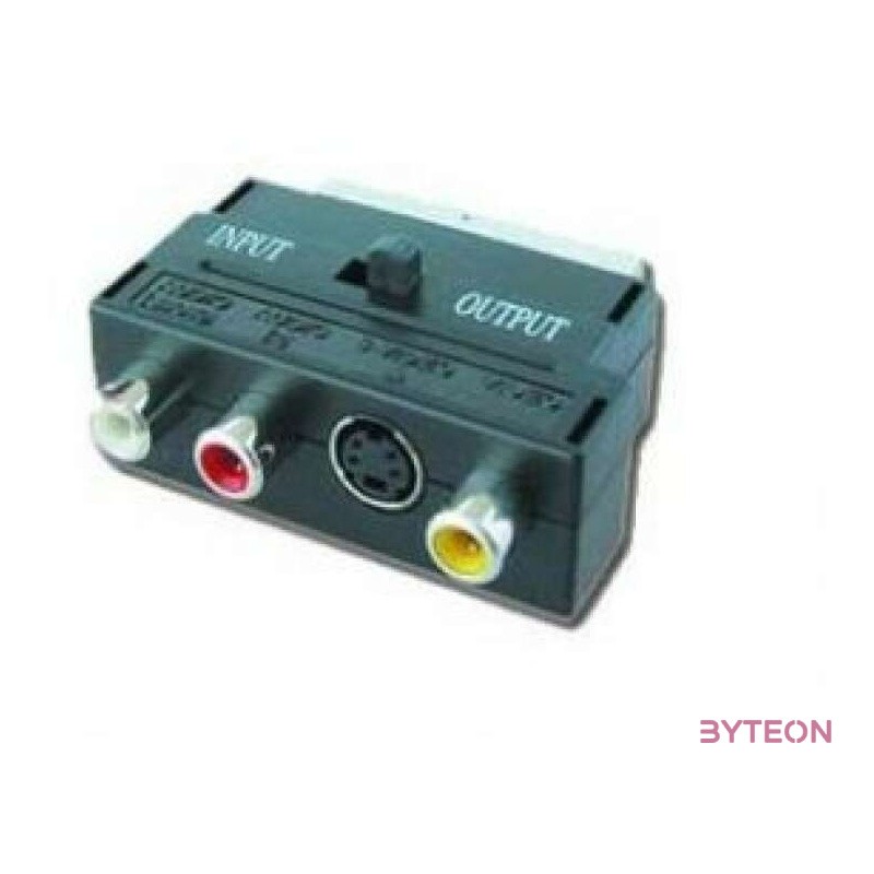 Gembird Scart - 3db RCA S-Video M,F adapter fekete