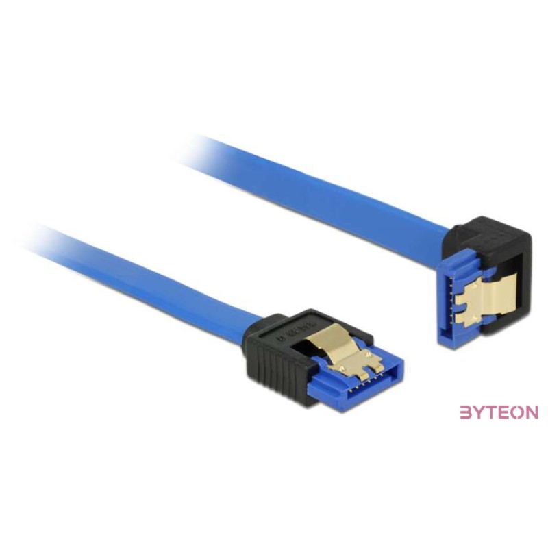 Delock SATA 3 F,F adatkábel 0.3m kék egyenes,90° le