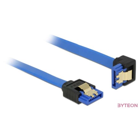 Delock SATA 3 F,F adatkábel 0.3m kék egyenes,90° le
