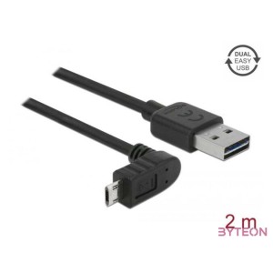 Delock Easy-USB - EasyUSB micro-B M,M adatkábel 2m fekete egyenes,90°