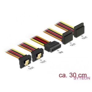 Delock SATA Power 15pin - 4db SATA Power 15pin M,F tápkábel 0.3m 2db 90° fel, 2db 90° le