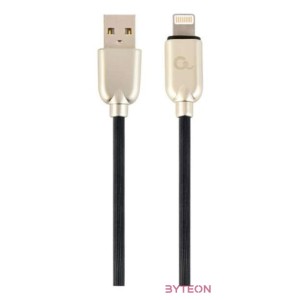 Gembird Premium rubber 8-pin charging and data cable, 1m, black