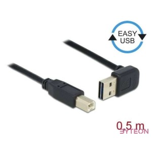 Delock Easy-USB - USB 2.0 B M,M adatkábel 0.5m fekete 90°,egyenes