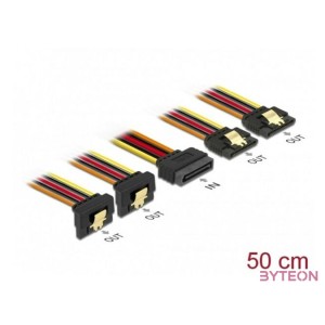 Delock SATA Power 15pin - 4db SATA Power 15pin M,F tápkábel 0.5m 2db egyenes, 2db 90°