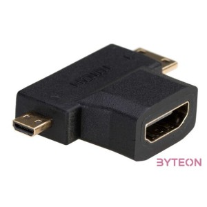 Akyga AK-AD-23 HDMI - HDMI micro D HDMI mini C F,M adapter fekete