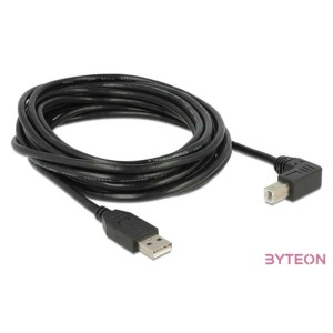 Delock USB A - USB B M,M adatkábel 5m egyenes,90° fekete